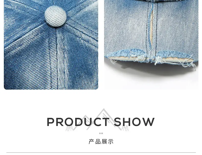 American Retro Doberman Ear Denim Baseball Hat for Men Women Spring Autumn New Show Face Small Cross Cap — feature 9