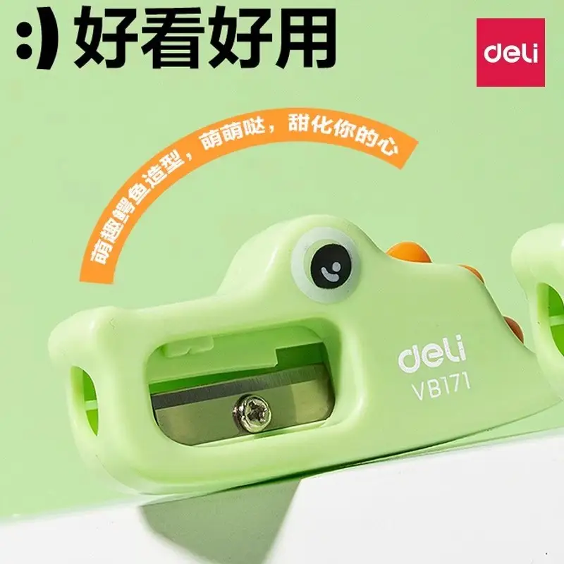 Deli Vb171 Little Crocodile Shape Pencil Sharpener for Children, Small Portable Pencil Sharpener - Image 2