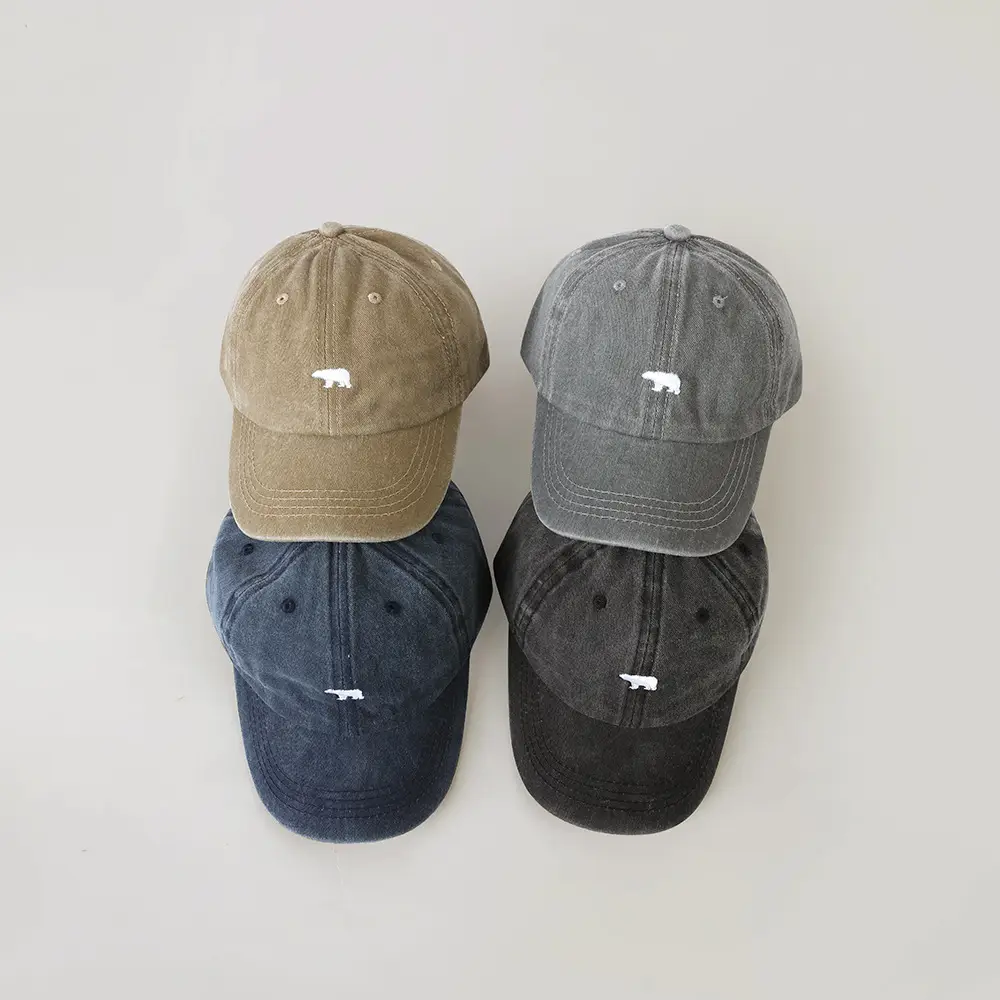 Children's American Retro Washed Denim Cap Sun Protection Casual Baseball Cap - Image 7