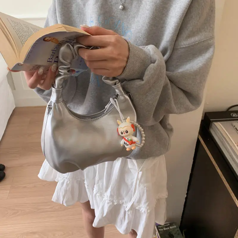 Pink Korean Style Soft Leather Shoulder Bag for Women