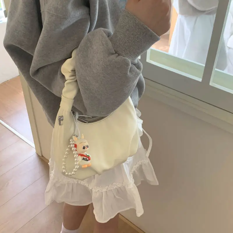 Pink Korean Style Soft Leather Shoulder Bag for Women
