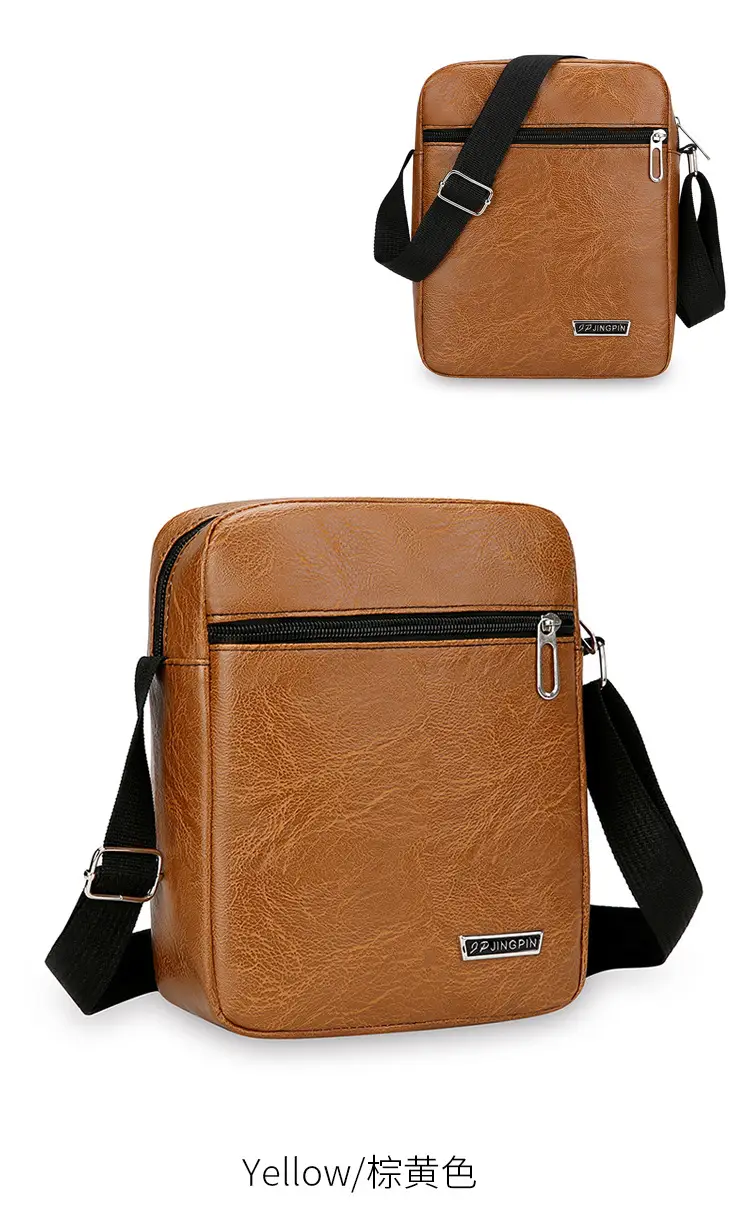 Men PU Leather Shoulder Bag Brown Black Travel Messenger — feature 11