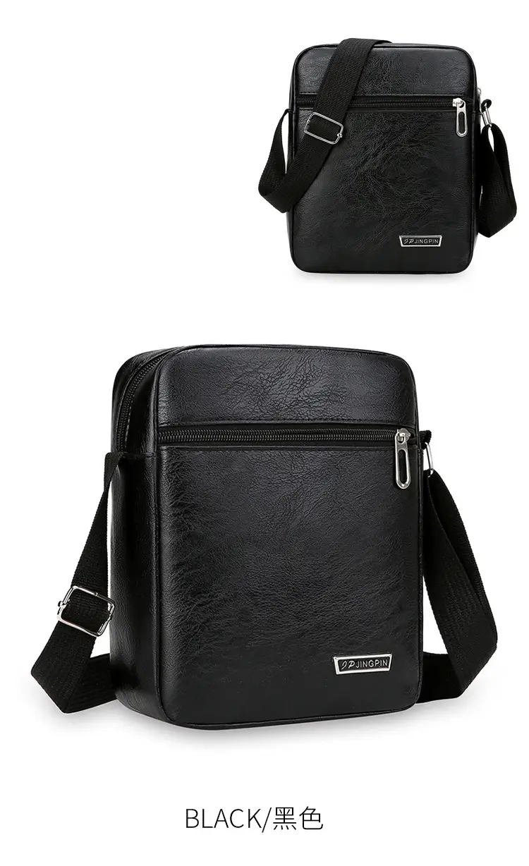 Men PU Leather Shoulder Bag Brown Black Travel Messenger — feature 12