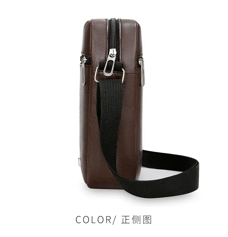 Men PU Leather Shoulder Bag Brown Black Travel Messenger — feature 15