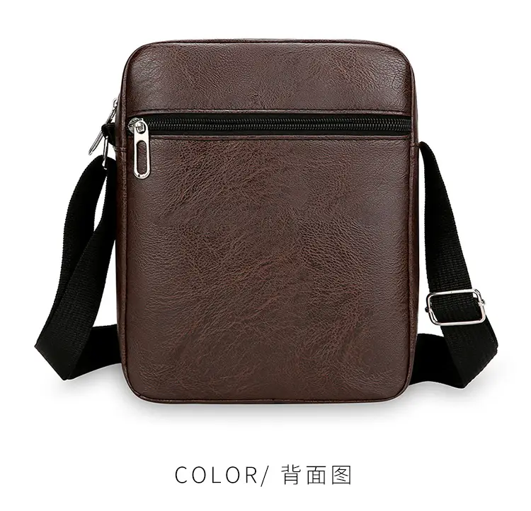 Men PU Leather Shoulder Bag Brown Black Travel Messenger — feature 16