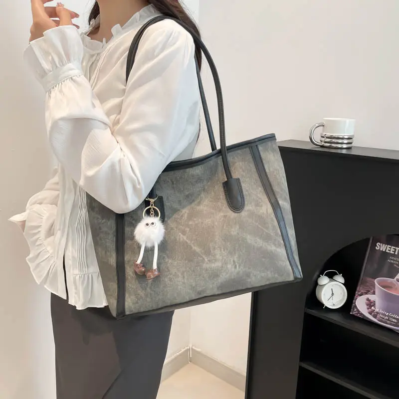 Women's Blue Canvas Shoulder Bag with Cute Design - Image 11