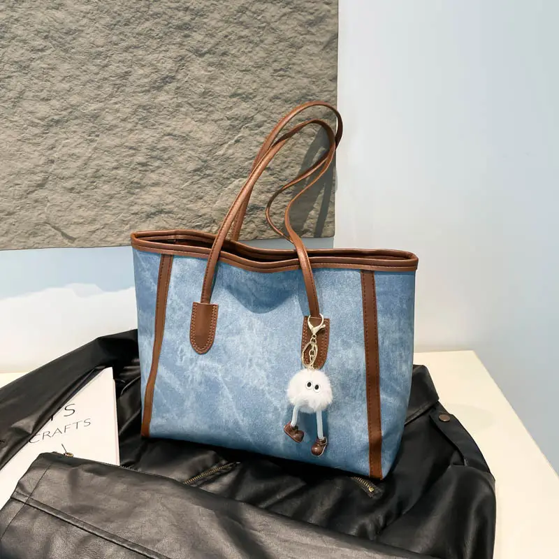 Women's Blue Canvas Shoulder Bag with Cute Design - Image 17