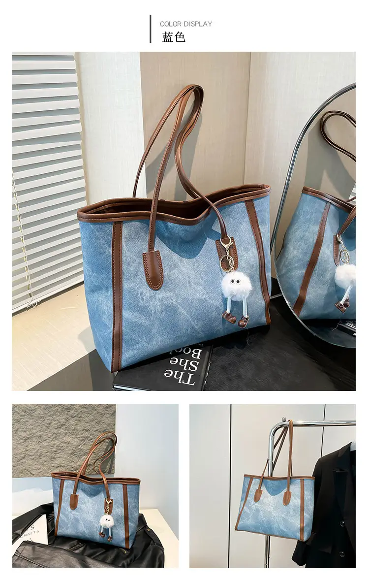 Women's Blue Canvas Shoulder Bag with Cute Design — feature 12