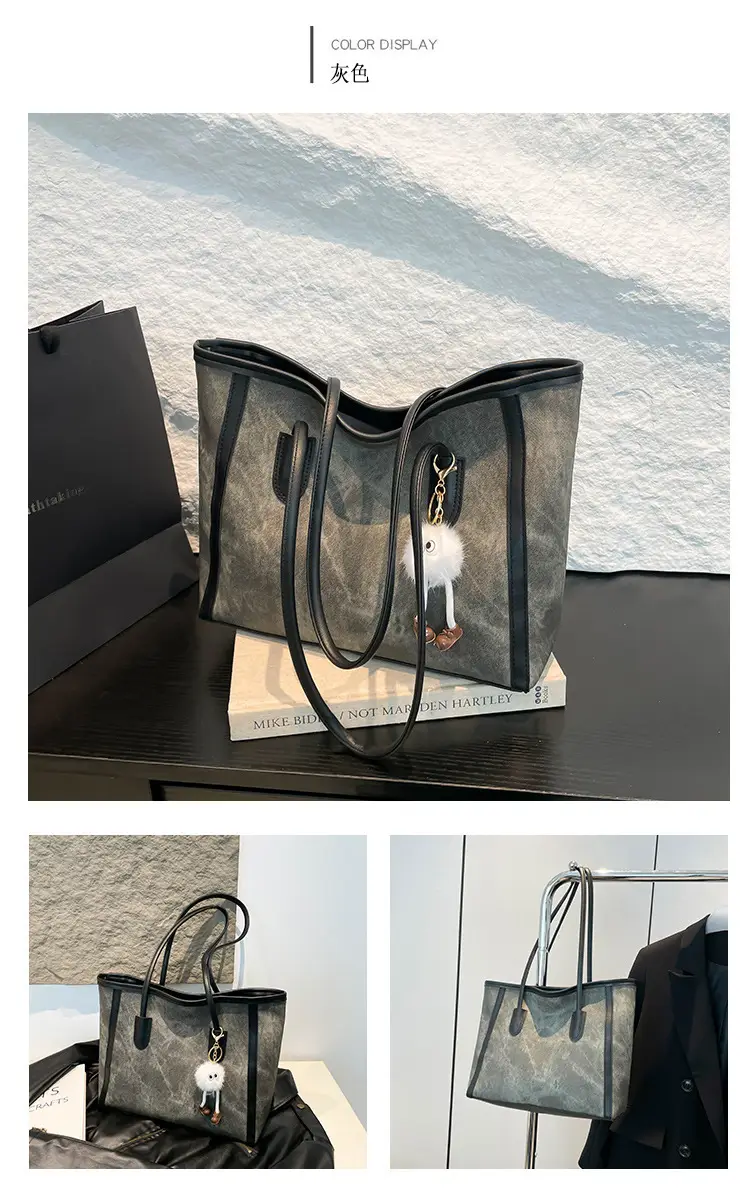 Women's Blue Canvas Shoulder Bag with Cute Design — feature 13