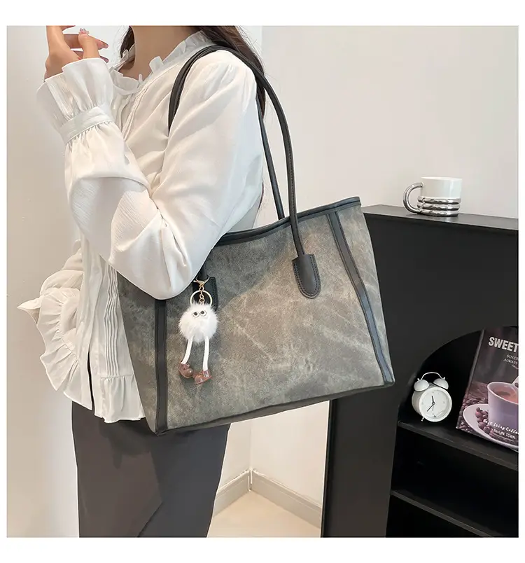 Women's Blue Canvas Shoulder Bag with Cute Design — feature 26