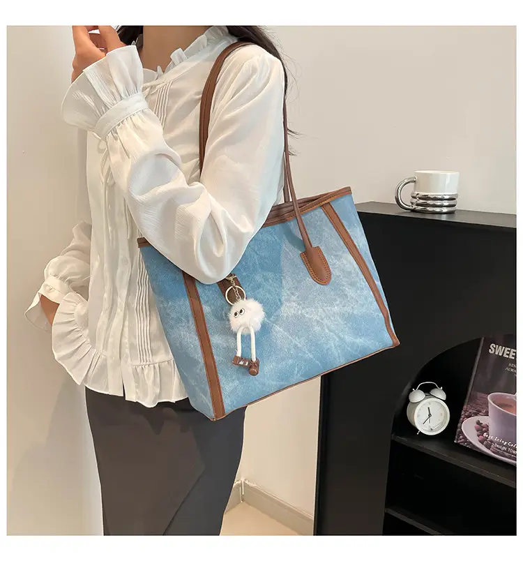 Women's Blue Canvas Shoulder Bag with Cute Design — feature 30