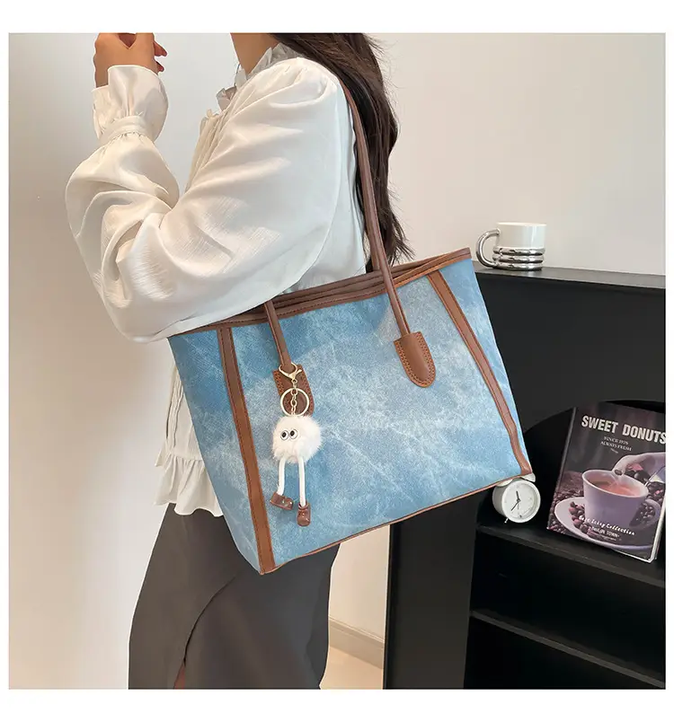 Women's Blue Canvas Shoulder Bag with Cute Design — feature 31