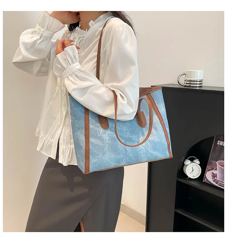Women's Blue Canvas Shoulder Bag with Cute Design — feature 32