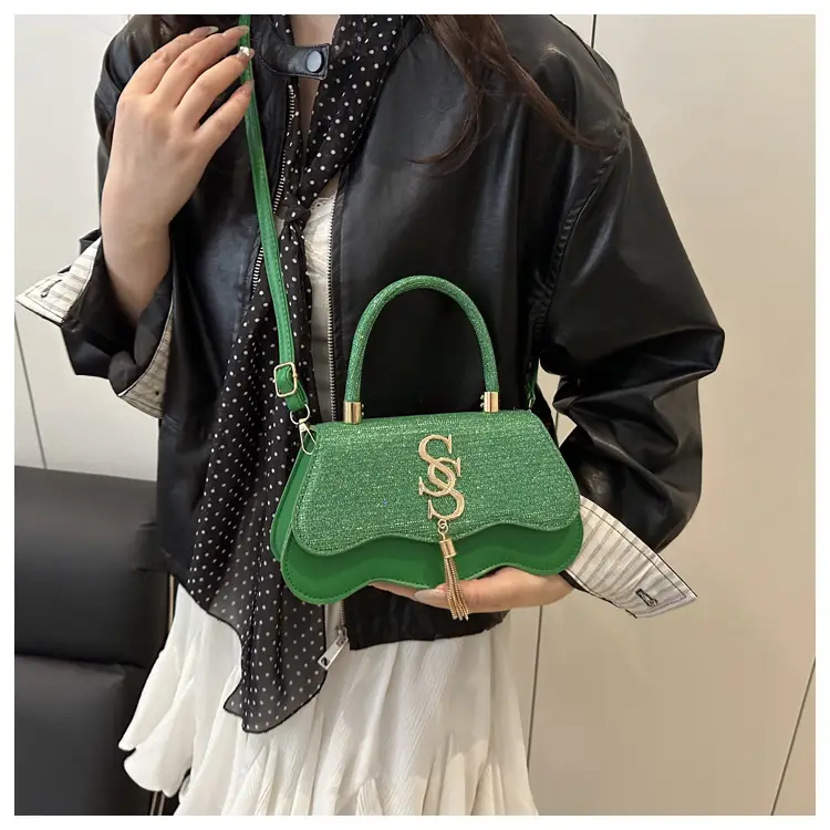 2025 Sequin Satchel Bag White Gold One Shoulder — feature 21