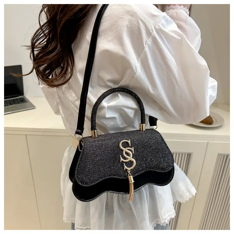 2025 Sequin Satchel Bag White Gold One Shoulder — feature 24