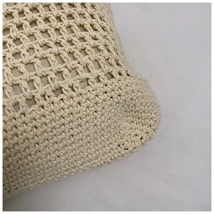 Women's Knitted Shoulder Bag with Leather Handles — feature 7