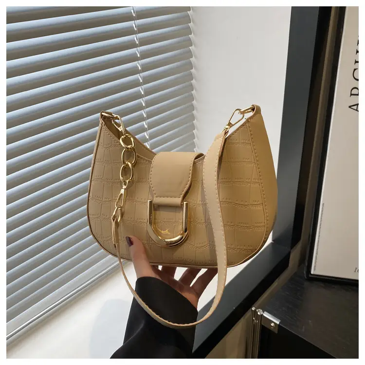 Women's Cream Croc Texture Crossbody Bag Summer 2025 — feature 27