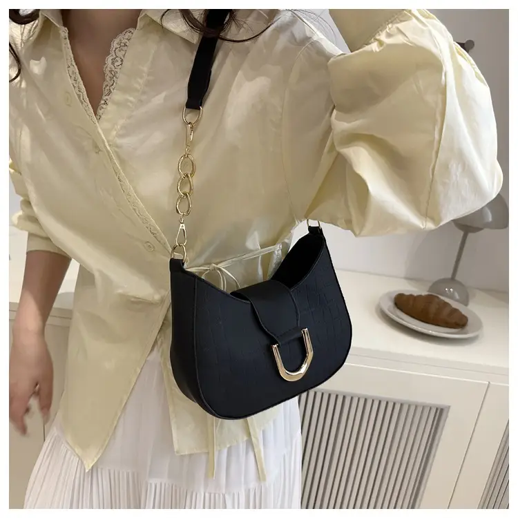 Women's Cream Croc Texture Crossbody Bag Summer 2025 — feature 8