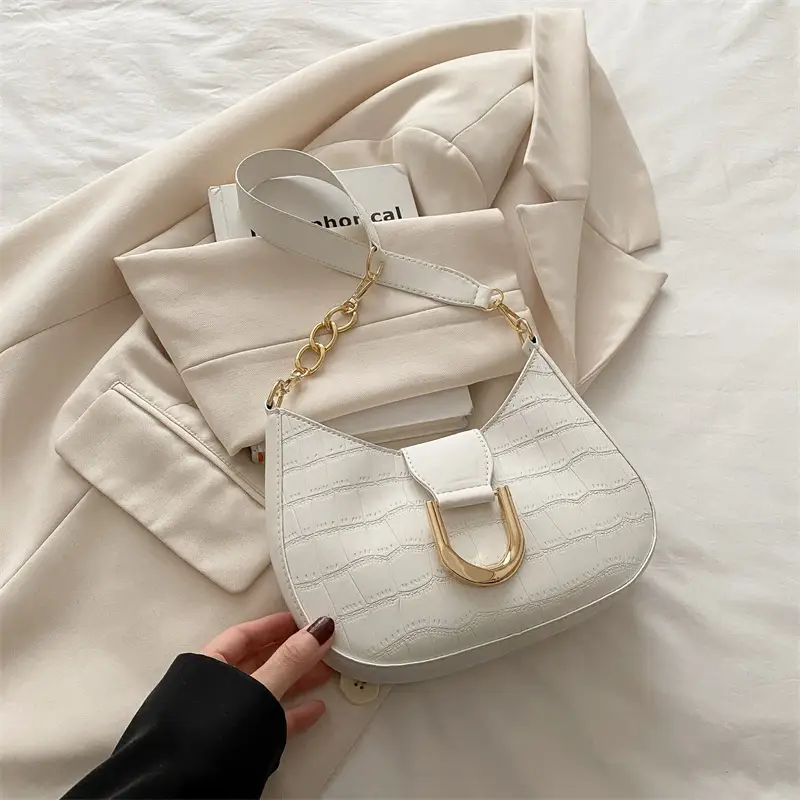 Women's Cream Croc Texture Crossbody Bag Summer 2025 - Image 2