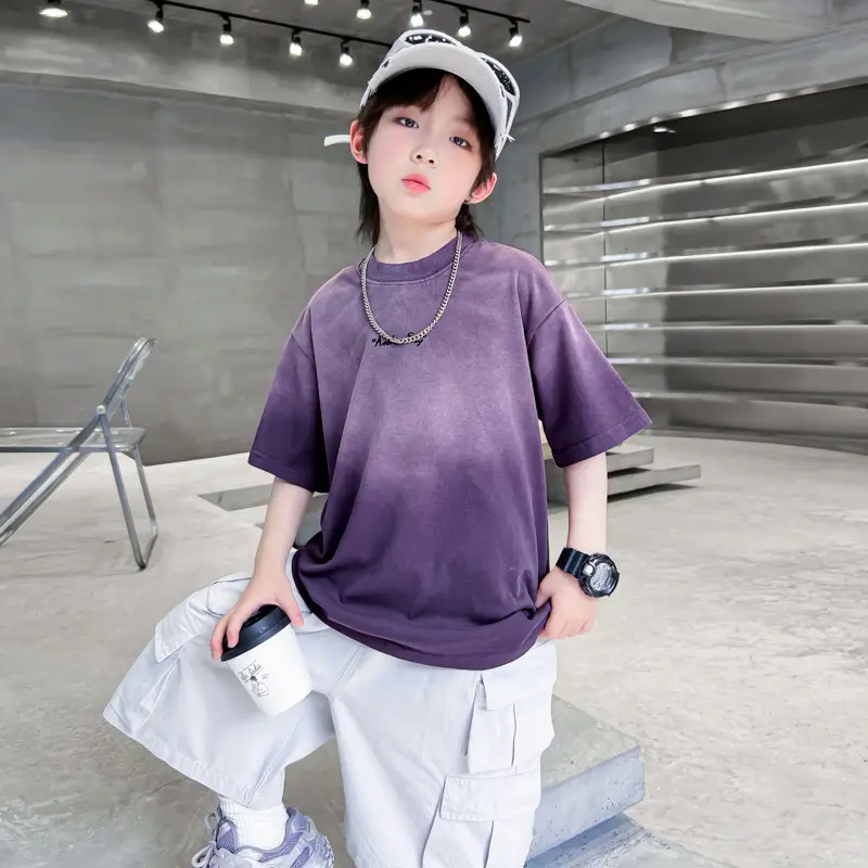 Boys Purple Gradient Short Sleeve T-Shirt 2026 - Image 6
