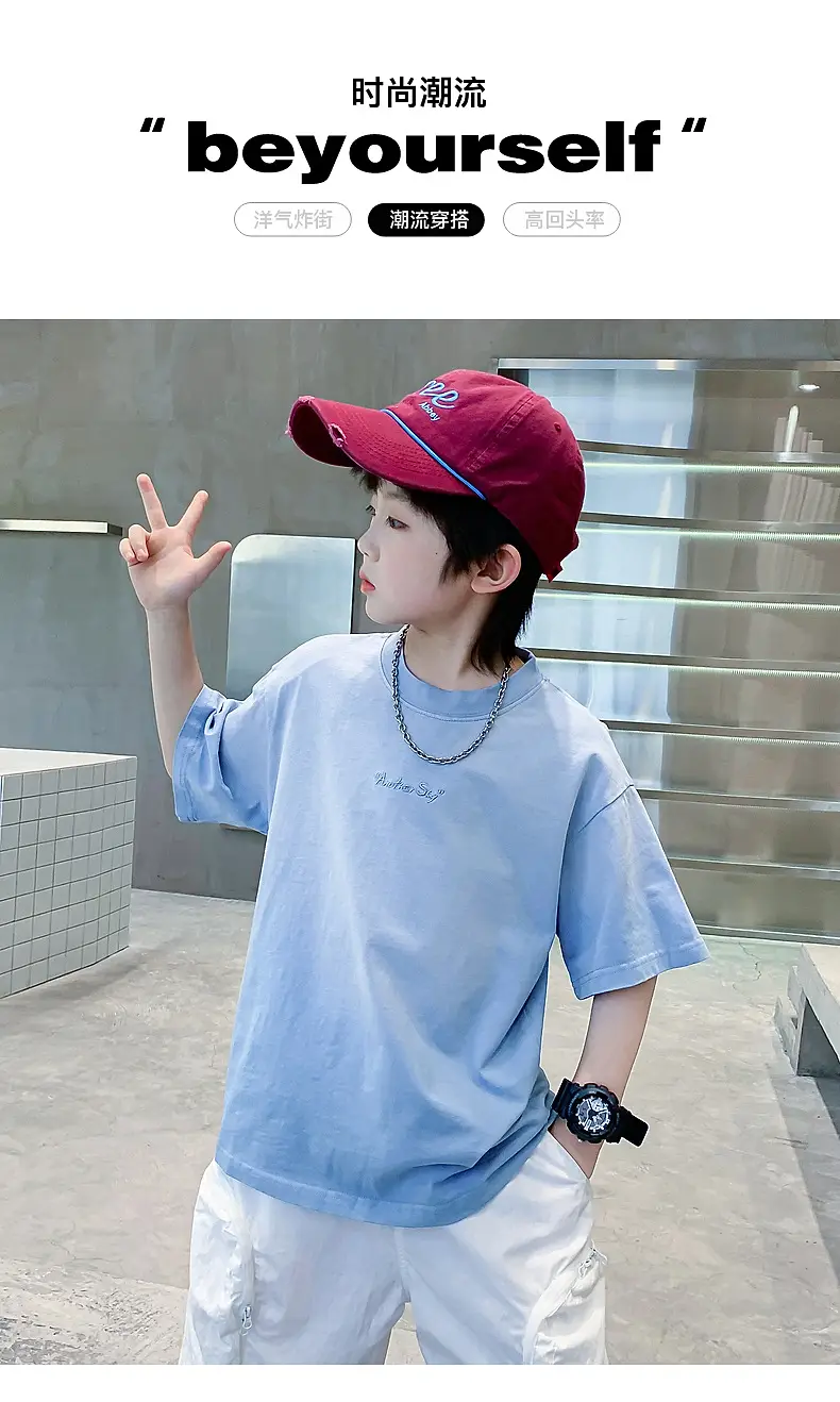 Boys Purple Gradient Short Sleeve T-Shirt 2026 — feature 1