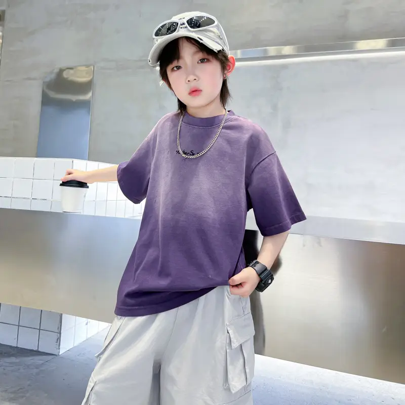Boys Purple Gradient Short Sleeve T-Shirt 2026 - Image 2