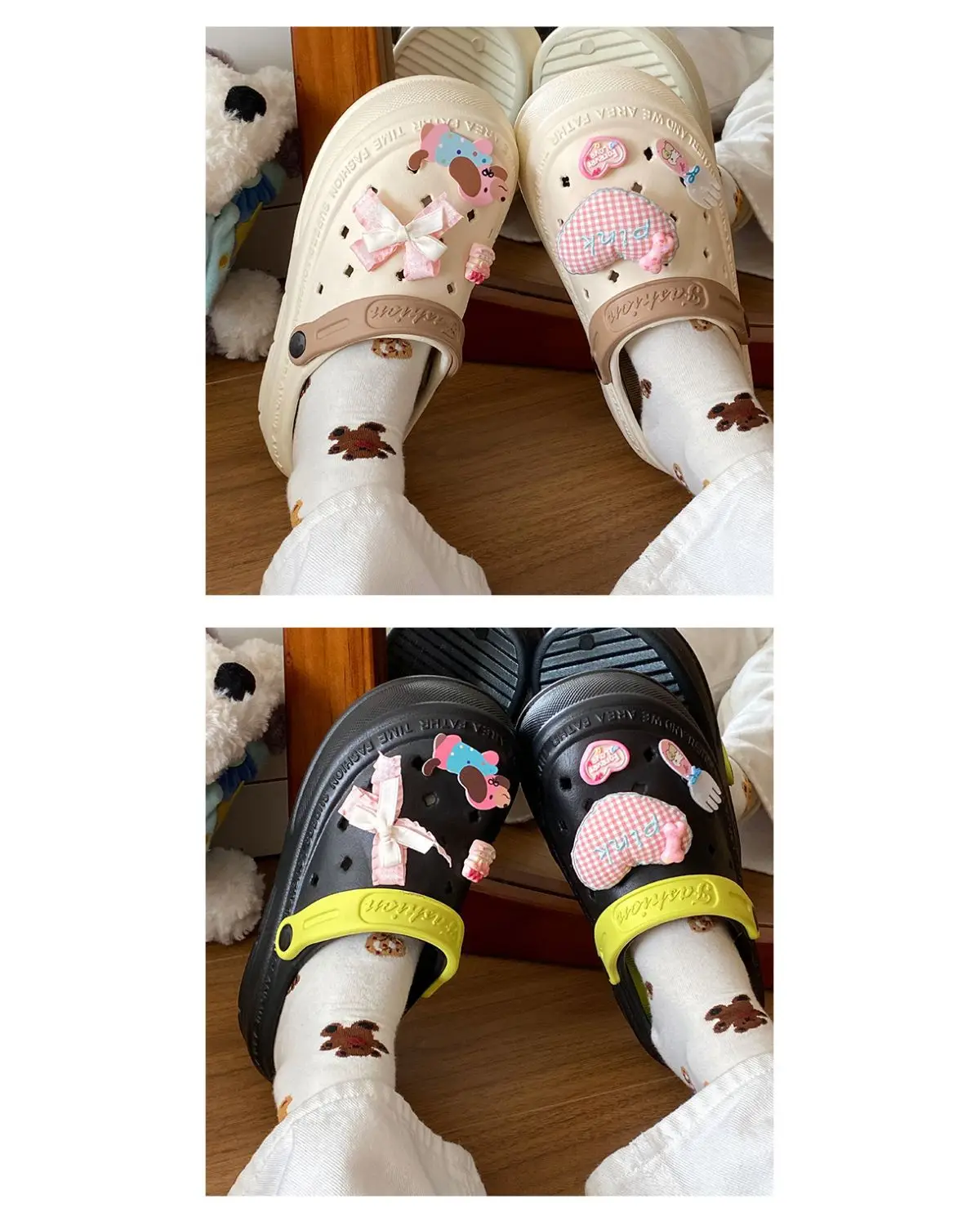 Women's Pink EVA Beach Slippers with Yellow Strap — feature 12