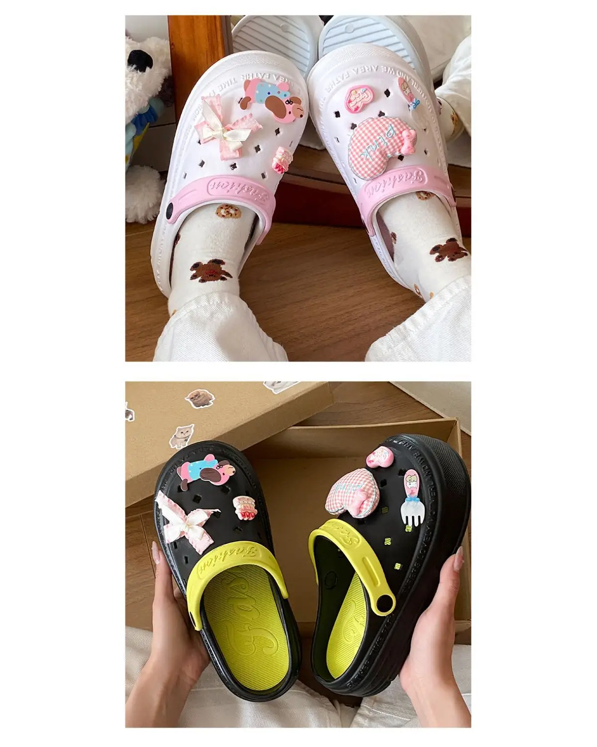 Women's Pink EVA Beach Slippers with Yellow Strap — feature 13
