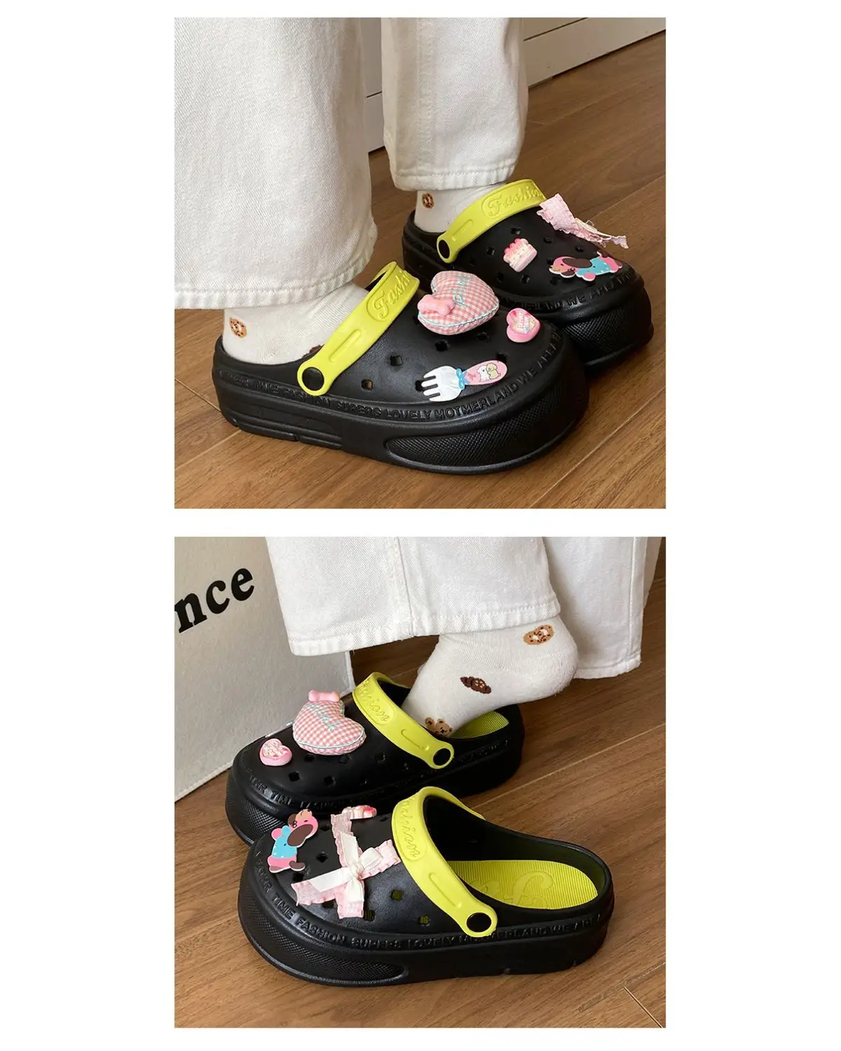 Women's Pink EVA Beach Slippers with Yellow Strap — feature 16