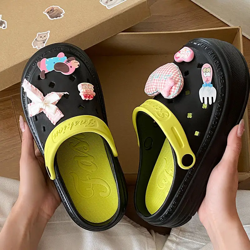Women's Pink EVA Beach Slippers with Yellow Strap — feature 27