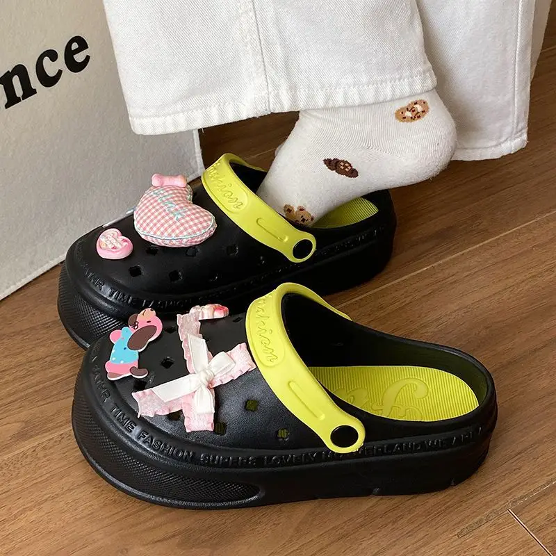 Women's Pink EVA Beach Slippers with Yellow Strap — feature 31