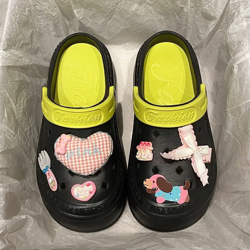 Women's Pink EVA Beach Slippers with Yellow Strap — feature 34