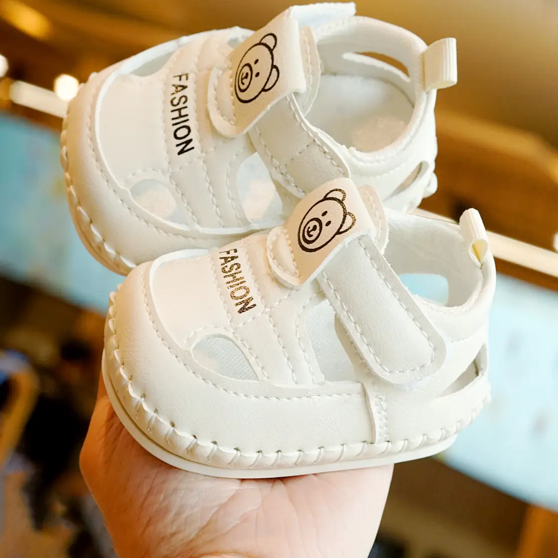 Baby Sandals White Soft Sole 0-1Yr Non-Slip