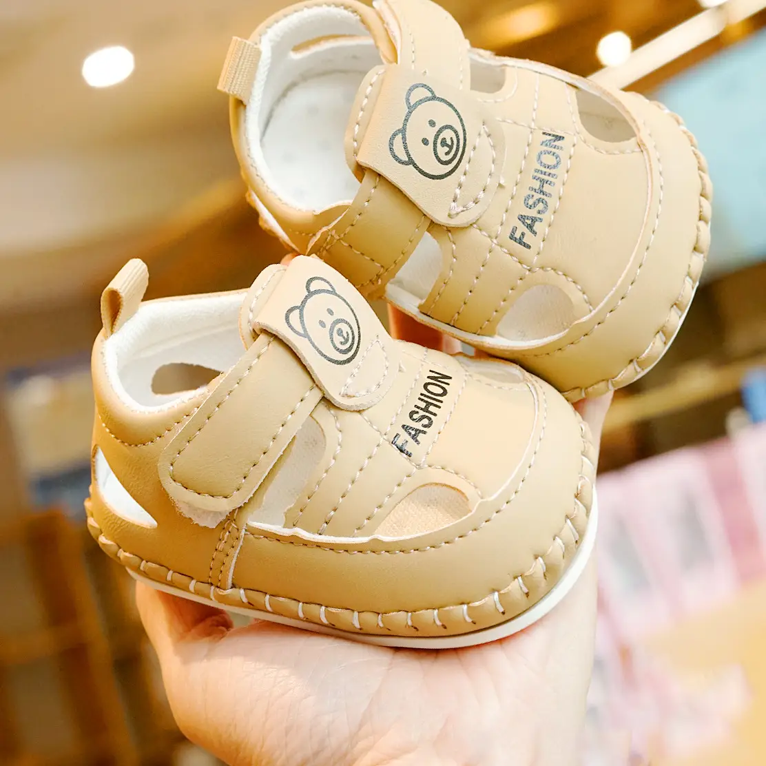Baby Sandals White Soft Sole 0-1Yr Non-Slip