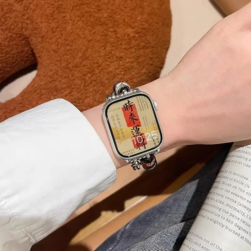 Apple Watch 9" Smart Watch with Glass Beads Strap - Image 3