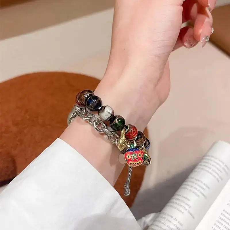 Apple Watch 9" Smart Watch with Glass Beads Strap - Image 5