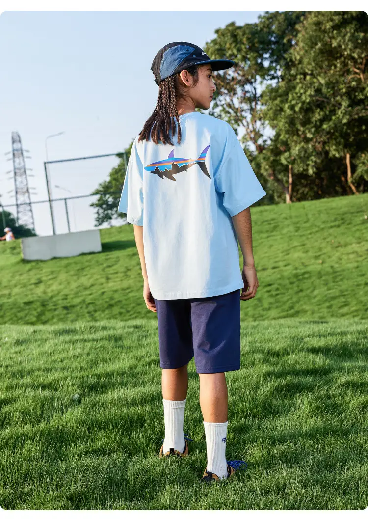 Kids Flying Fish T-Shirt White Blue Black Short Sleeve — feature 16
