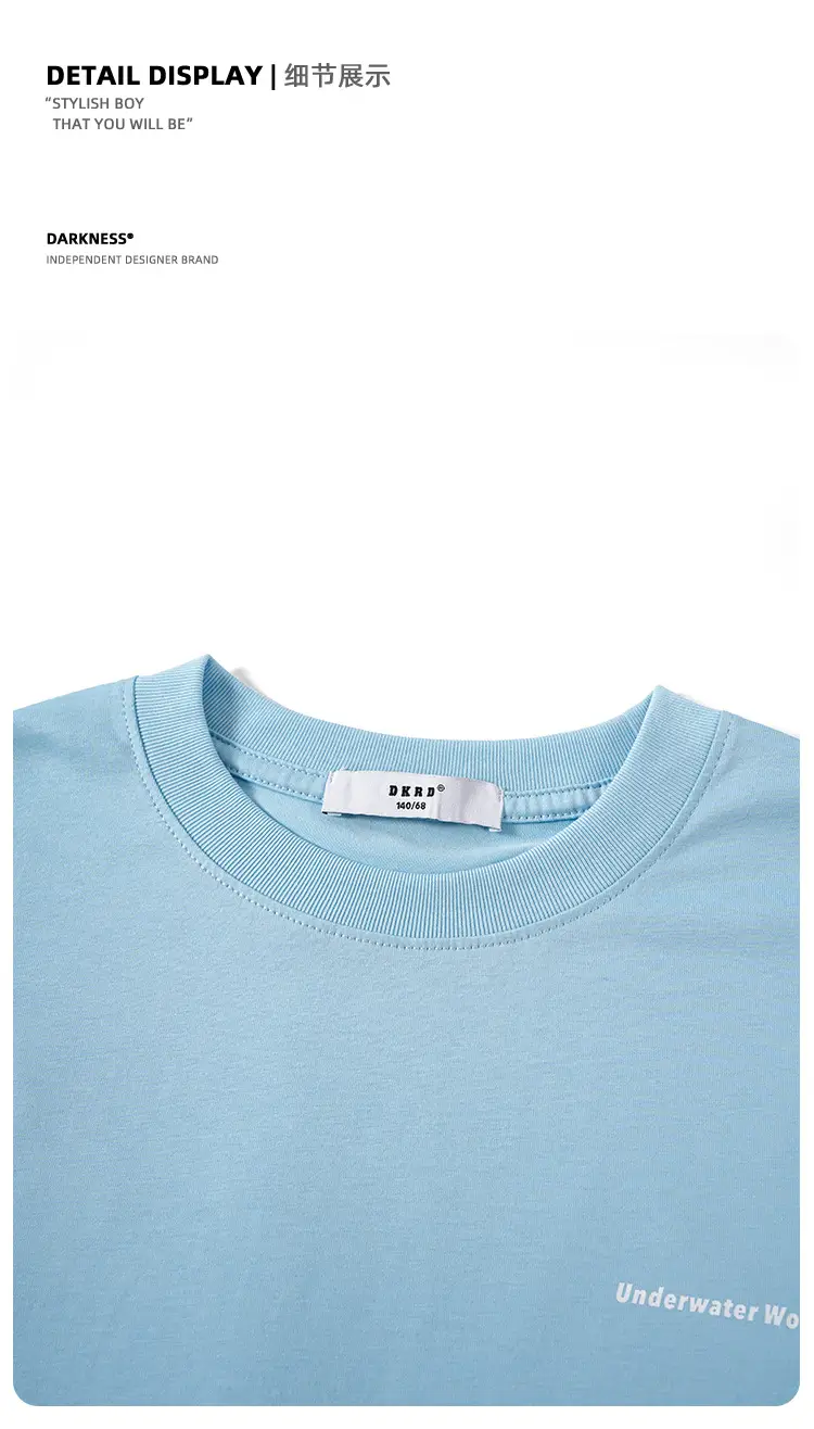 Kids Flying Fish T-Shirt White Blue Black Short Sleeve — feature 25