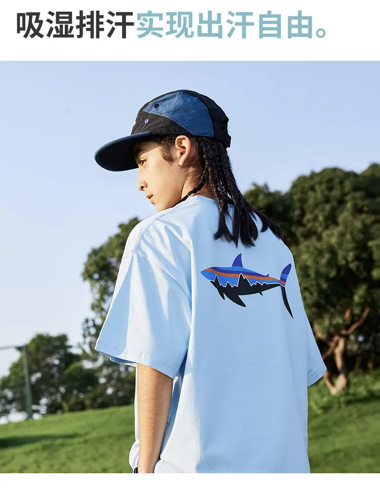 Kids Flying Fish T-Shirt White Blue Black Short Sleeve — feature 8