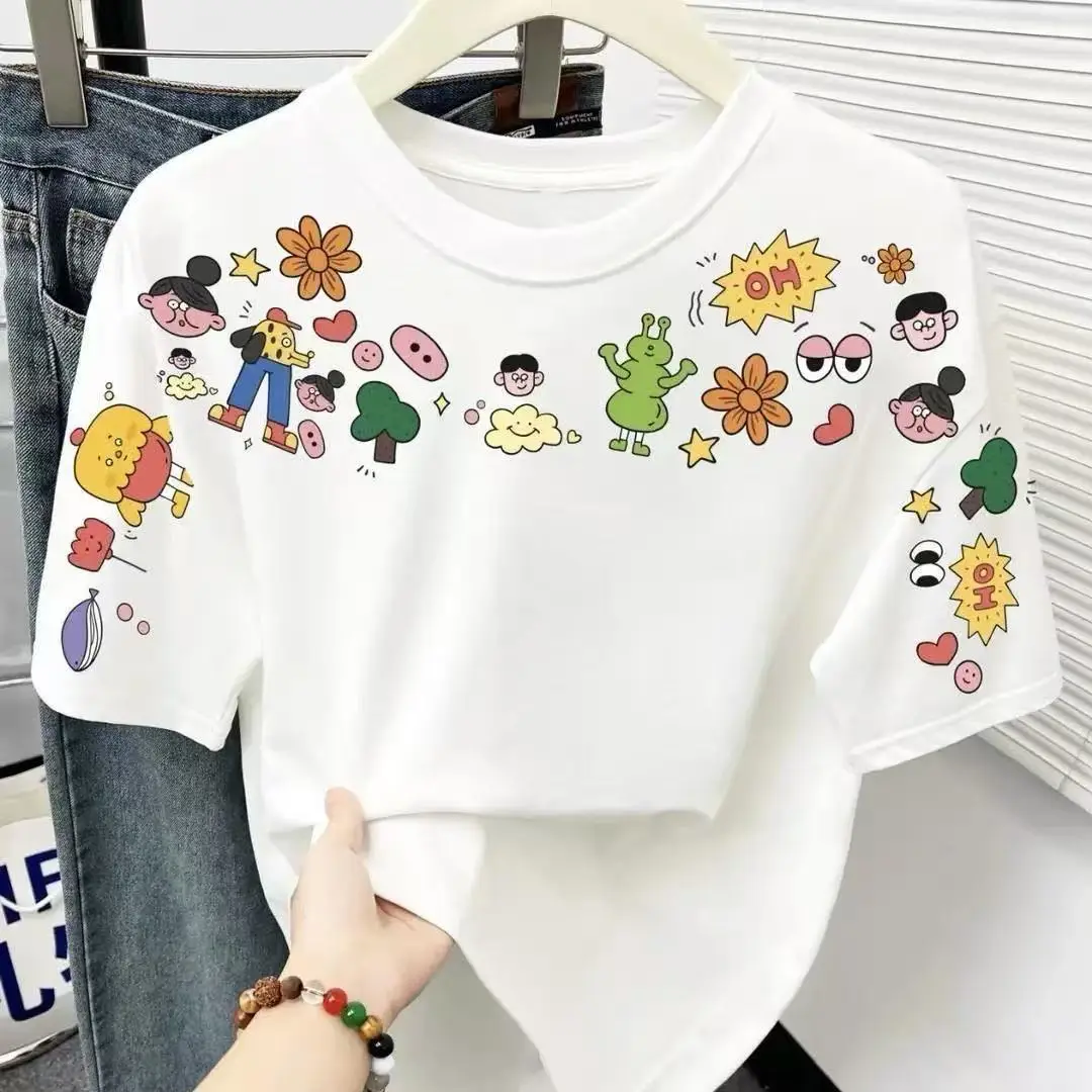 White Cotton Cartoon Print T-Shirt for Boys - Image 3