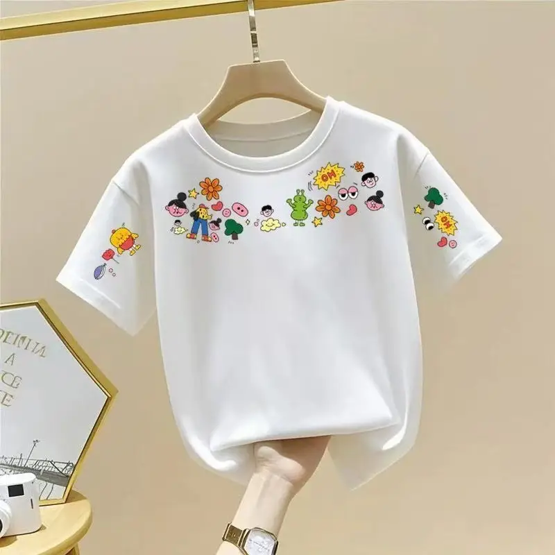 White Cotton Cartoon Print T-Shirt for Boys - Image 4