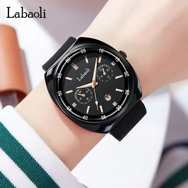 Laboli Women's Square Dial Quartz Watch with Silicone Strap