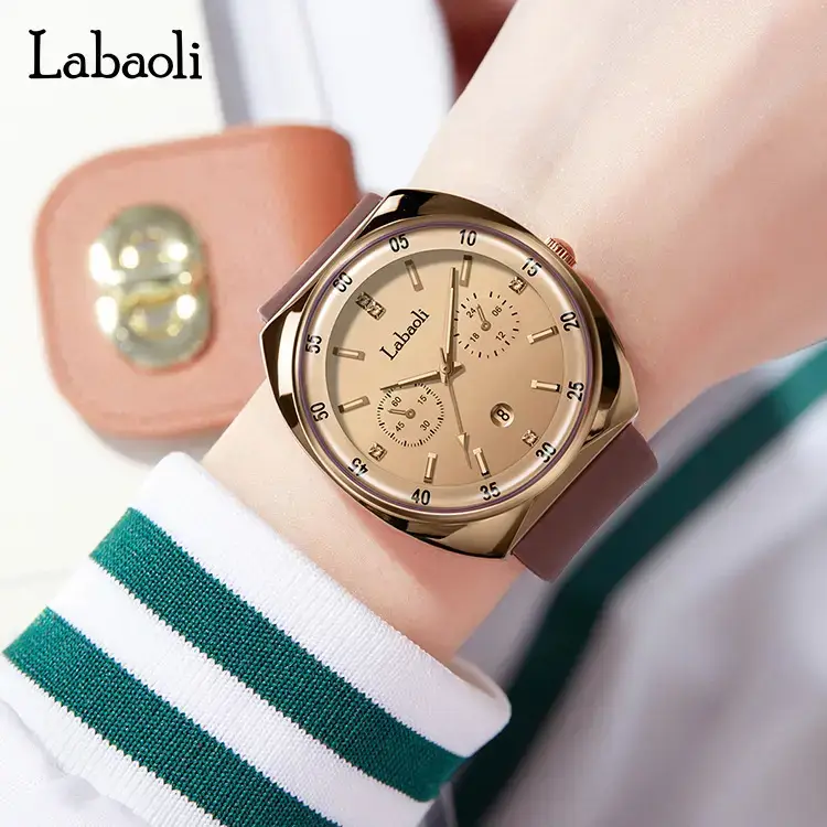 Laboli Women's Square Dial Quartz Watch with Silicone Strap