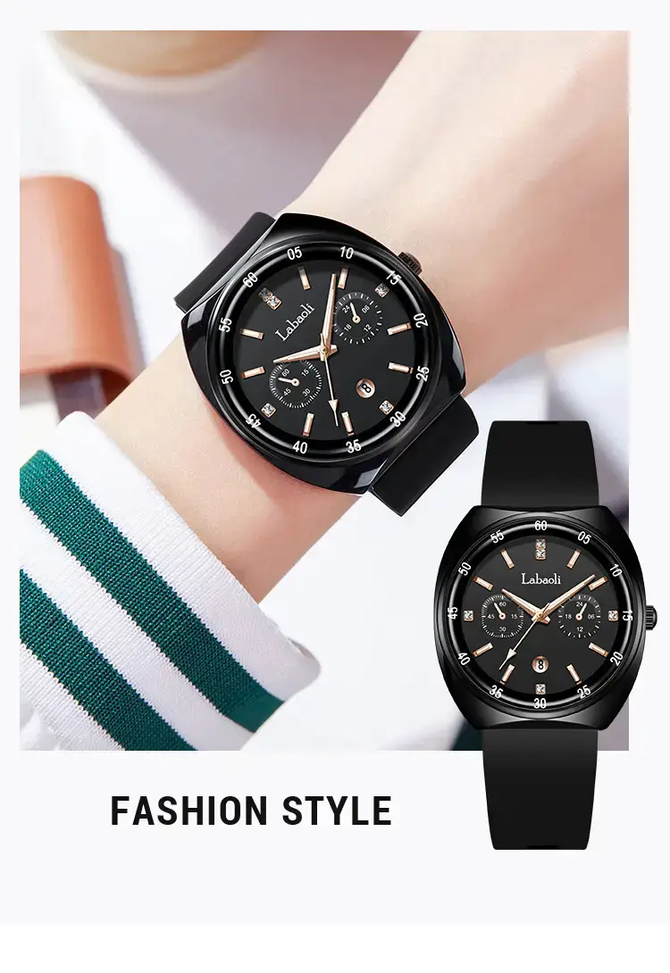 Laboli Women's Square Dial Quartz Watch with Silicone Strap — feature 7