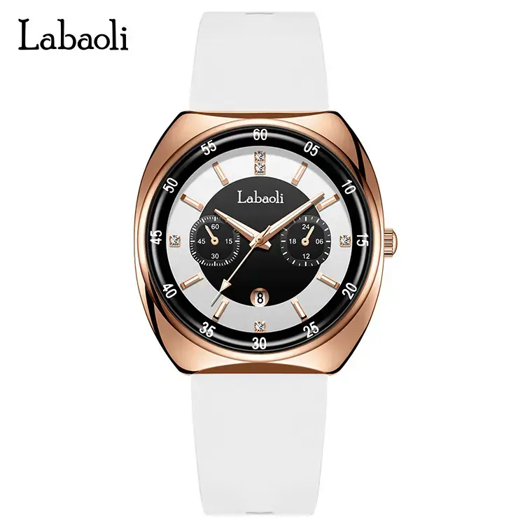 Laboli Women's Square Dial Quartz Watch with Silicone Strap