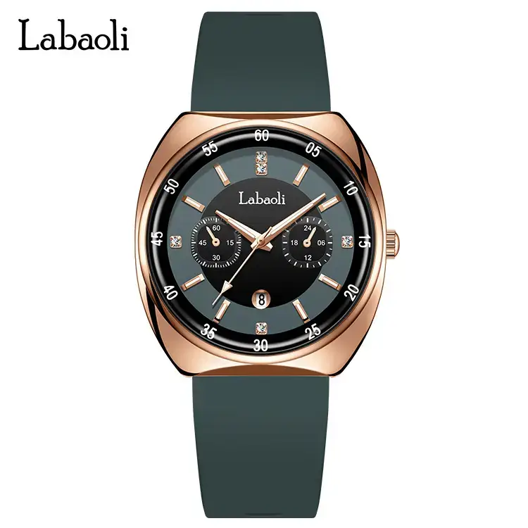 Laboli Women's Square Dial Quartz Watch with Silicone Strap
