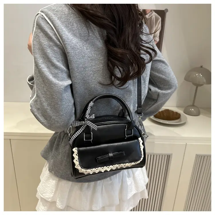 Light Blue Bow Bag with Lace Trim for Women — feature 11