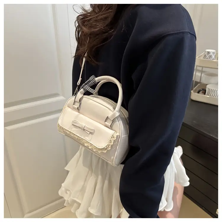Light Blue Bow Bag with Lace Trim for Women — feature 13
