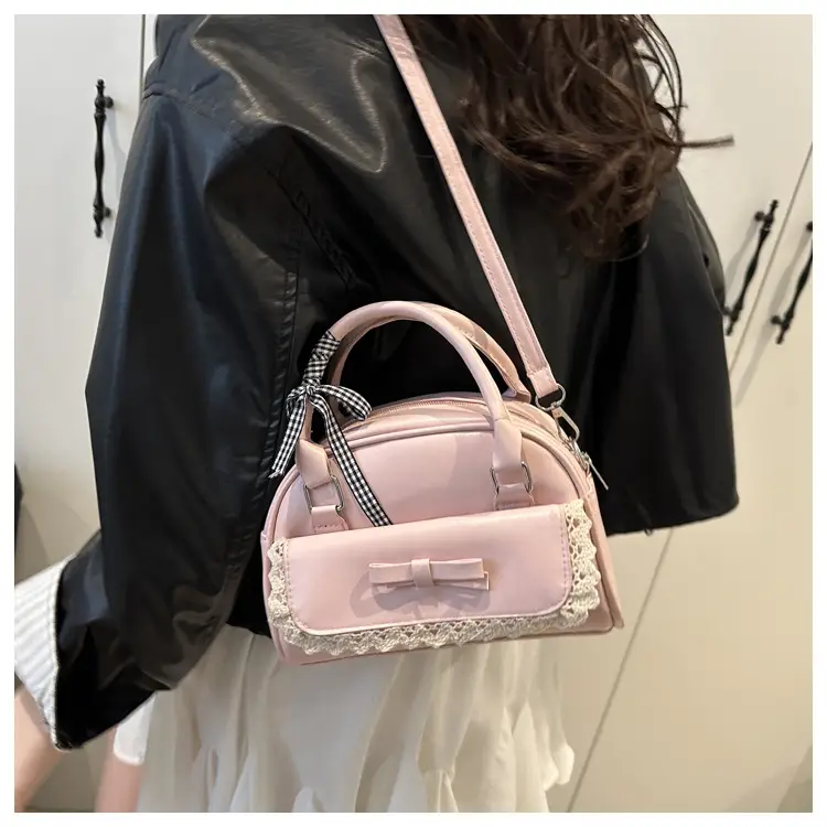 Light Blue Bow Bag with Lace Trim for Women — feature 15