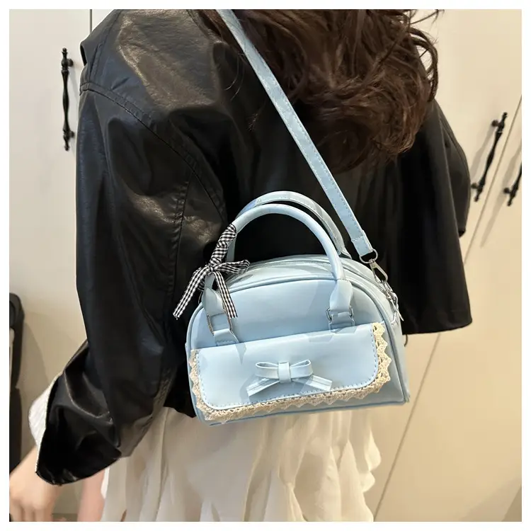 Light Blue Bow Bag with Lace Trim for Women — feature 17